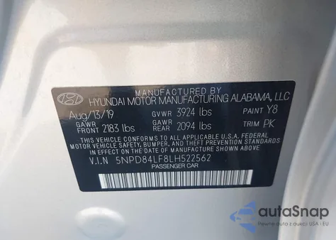 2020 Hyundai Elantra Sel/Value/Limited from USA, damaged, VIN 5NPD84LF8LH522562